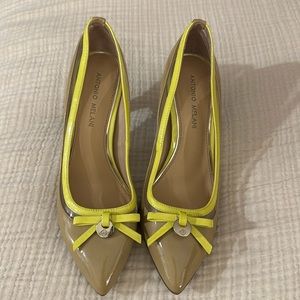 Antonio Melani Nude/Lime Green Heals (size 8.5)